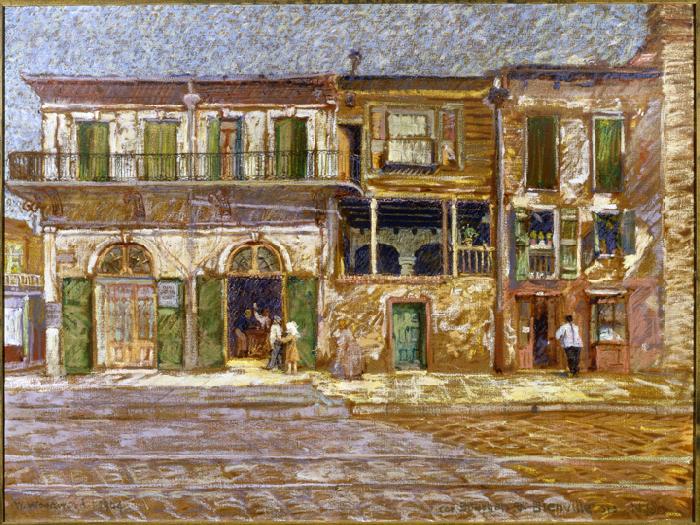 William Woodward Old Absinthe House, corner of Bourbon and Bienville Streets, New Orleans. oil painting image